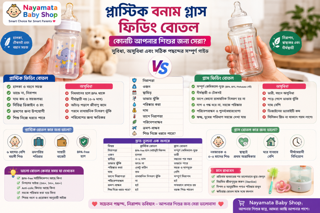 প্লাস্টিক বনাম গ্লাস ফিডিং বোতল বাংলাদেশ শিশু