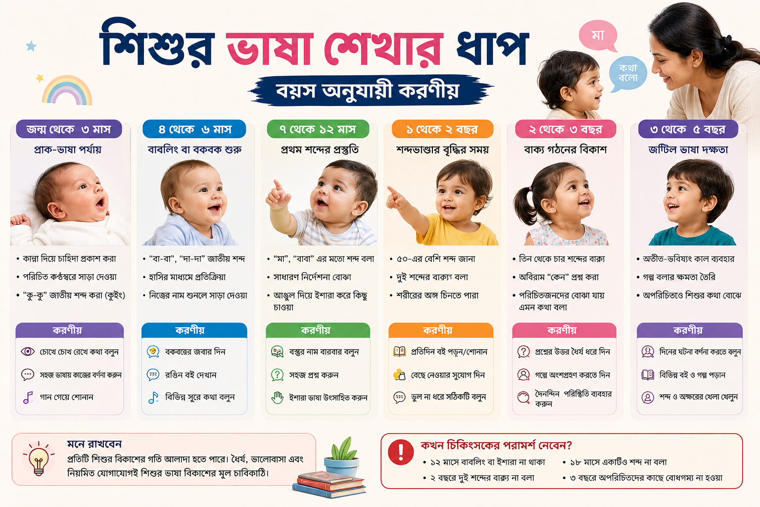 শিশুর ভাষা শেখার ধাপ বয়স অনুযায়ী