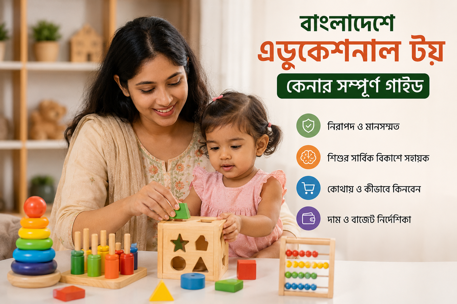 বাংলাদেশে এডুকেশনাল টয় কিনছেন একজন মা ও শিশু