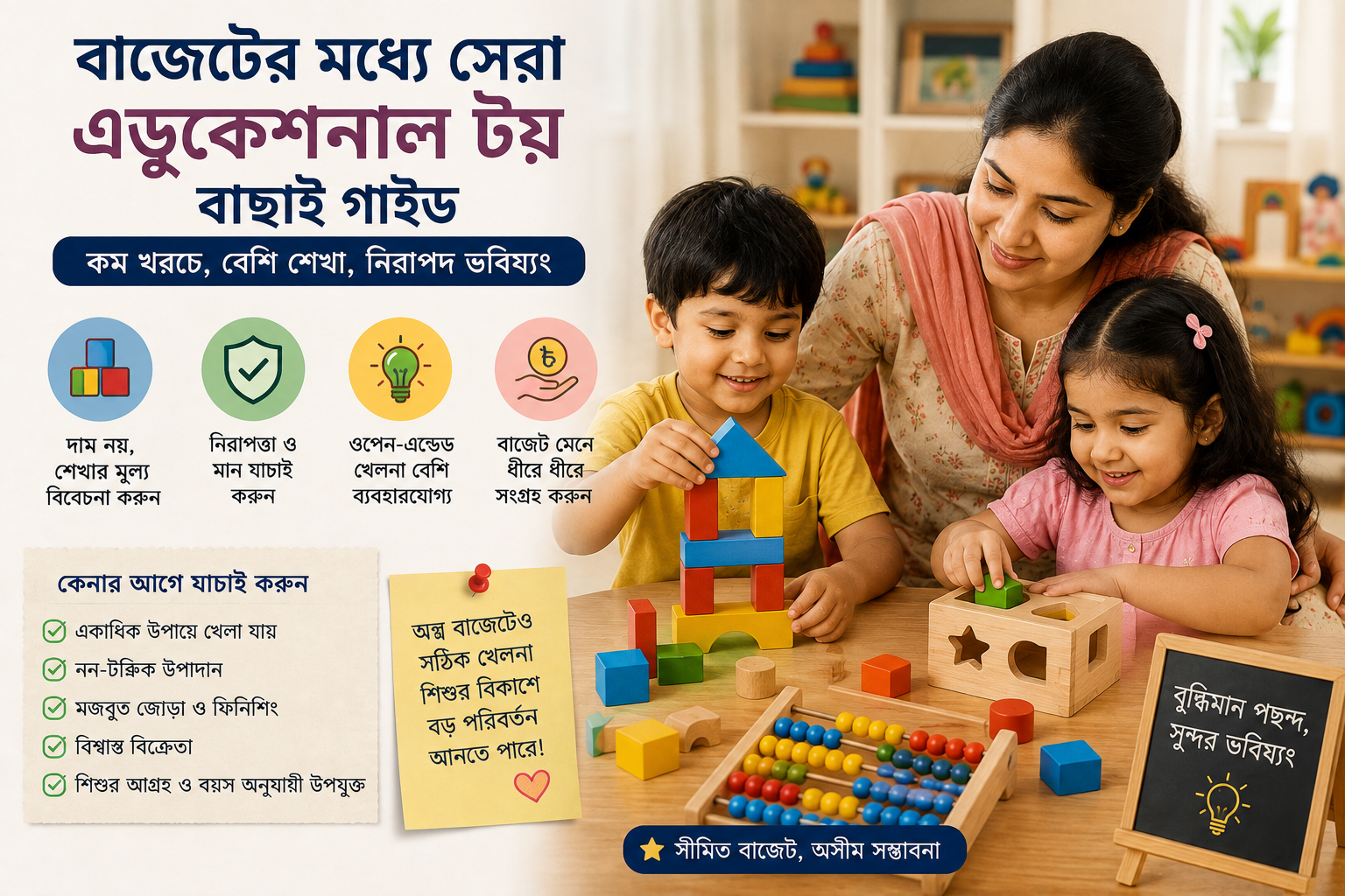 বাজেট মেনে এডুকেশনাল টয় বাছাই করছেন একজন মা