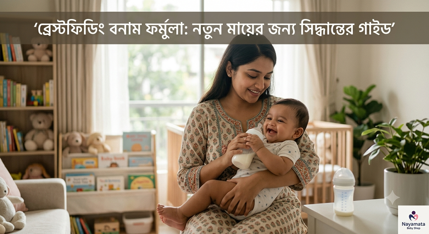 ব্রেস্টফিডিং বনাম ফর্মুলা সিদ্ধান্ত নিতে শিশুকে কোলে নিয়ে ফিডার ও নিজের বুকের দুধের কথা ভাবছেন এক নতুন মা