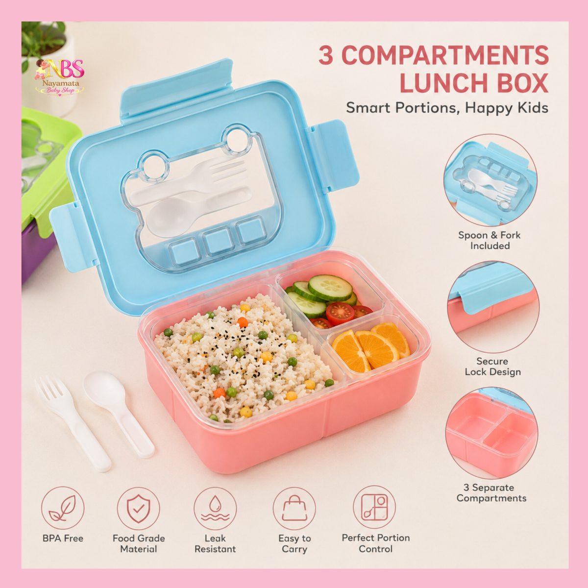Portable Car Design Tiffin Box | Food-Grade Kids Lunch Box - Image 2