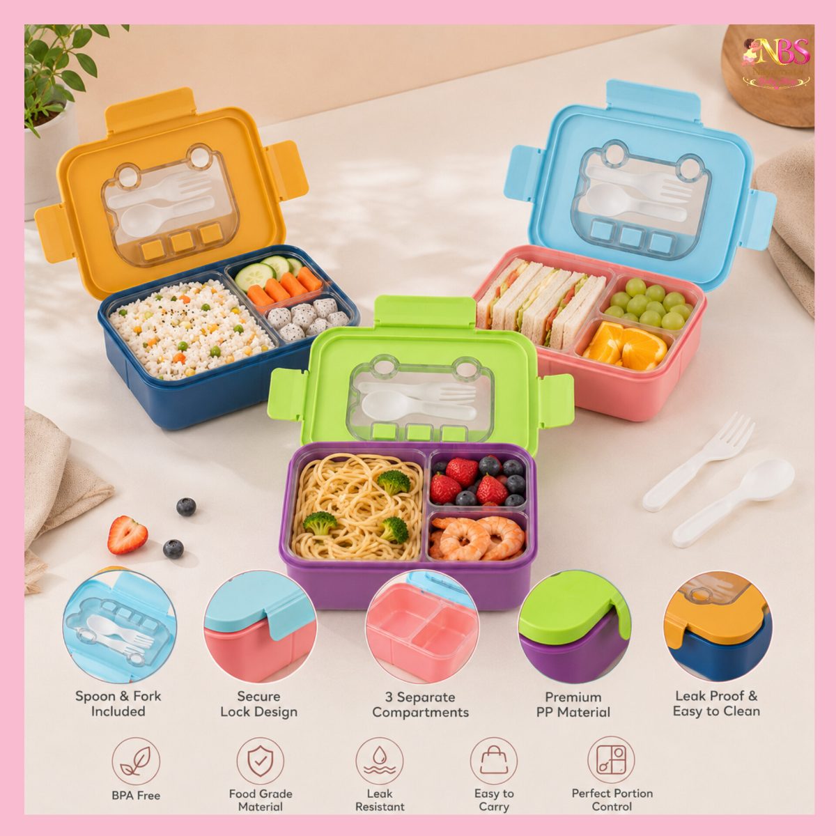 Portable Car Design Tiffin Box | Food-Grade Kids Lunch Box - Image 4
