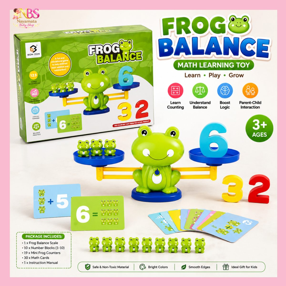 Frog Balance Math Learning Toy BD Kids Educational Counting Game