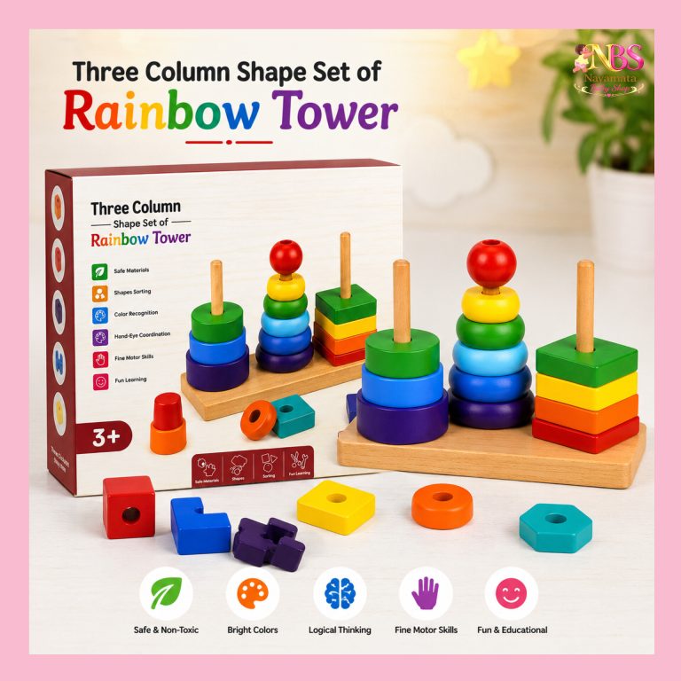 Three Column Shape Set Rainbow Tower BD wooden educational toy for kids