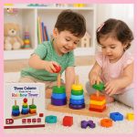 Three Column Shape Set Rainbow Tower BD wooden educational toy for kids