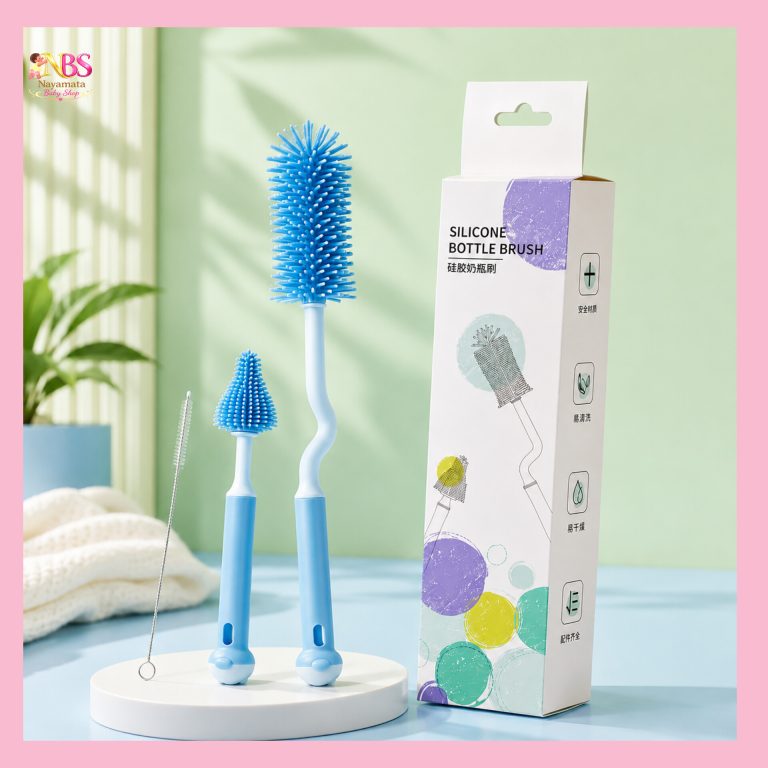 Rotatable Baby Bottle Cleaning Brush Set (3-Piece) - ফিডার, নিপল ও স্ট্র ক্লিনিং ব্রাশ