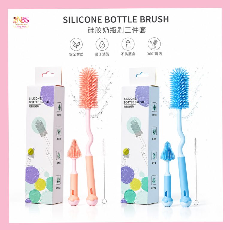 Rotatable Baby Bottle Cleaning Brush Set (3-Piece) - ফিডার, নিপল ও স্ট্র ক্লিনিং ব্রাশ