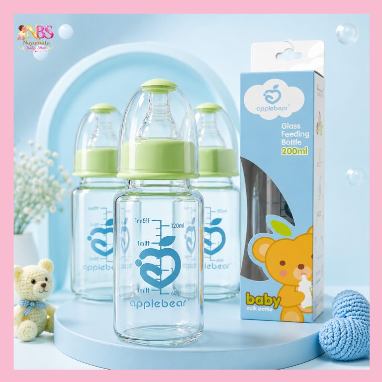 Applebear Glass Feeding Bottle - বাচ্চার জন্য নিরাপদ গ্লাস ফিডিং বোতল