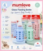 Mumlove Baby Feeder Double Protection Unbreakable Glass Feeding Bottle with Handle & Silicon Cover