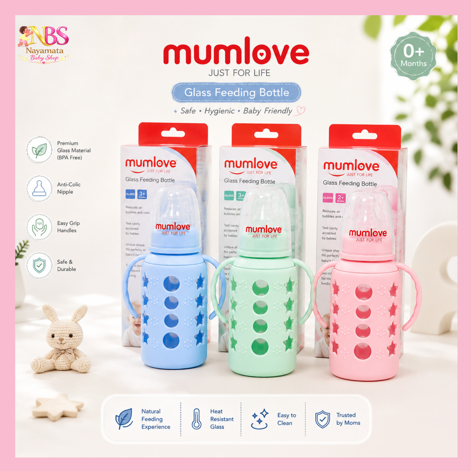 InShot_20260615_094533659.jpg Mumlove Baby Feeder Double Protection Unbreakable Glass Feeding Bottle with Handle & Silicon Cover