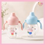 Premium Duck Beak Baby Training Straw Bottle with Handle 300ml – হাতল সহ শিশুর স্ট্র বোতল