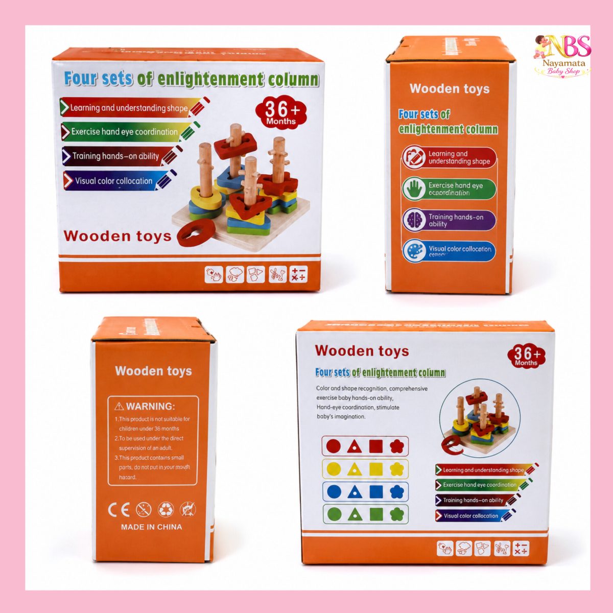 মন্টেসরি Wooden Shape Sorting Board – শিশুর বুদ্ধি বিকাশের কাঠের খেলনা