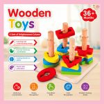 মন্টেসরি Wooden Shape Sorting Board – শিশুর বুদ্ধি বিকাশের কাঠের খেলনা