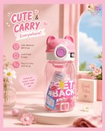 Cute panda baby straw bottle 620ml with handle