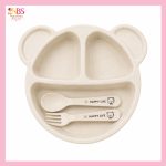 Wheat straw bear design kids split dinner plate