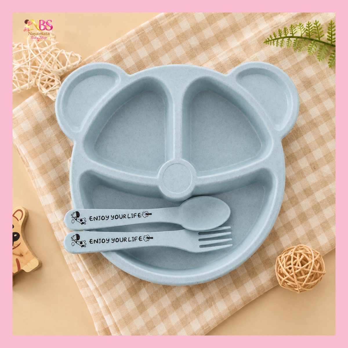 Wheat Straw Kids Dinner Plate – Bear Design - Image 5