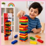 54 PCS Wooden Tumbling Tower Blocks Game | Educational Wooden Stacking Game for Kids in Bangladesh