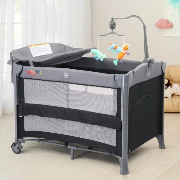Ktaxon 4-in-1 Adjustable Baby Crib | Portable Baby Crib Bangladesh